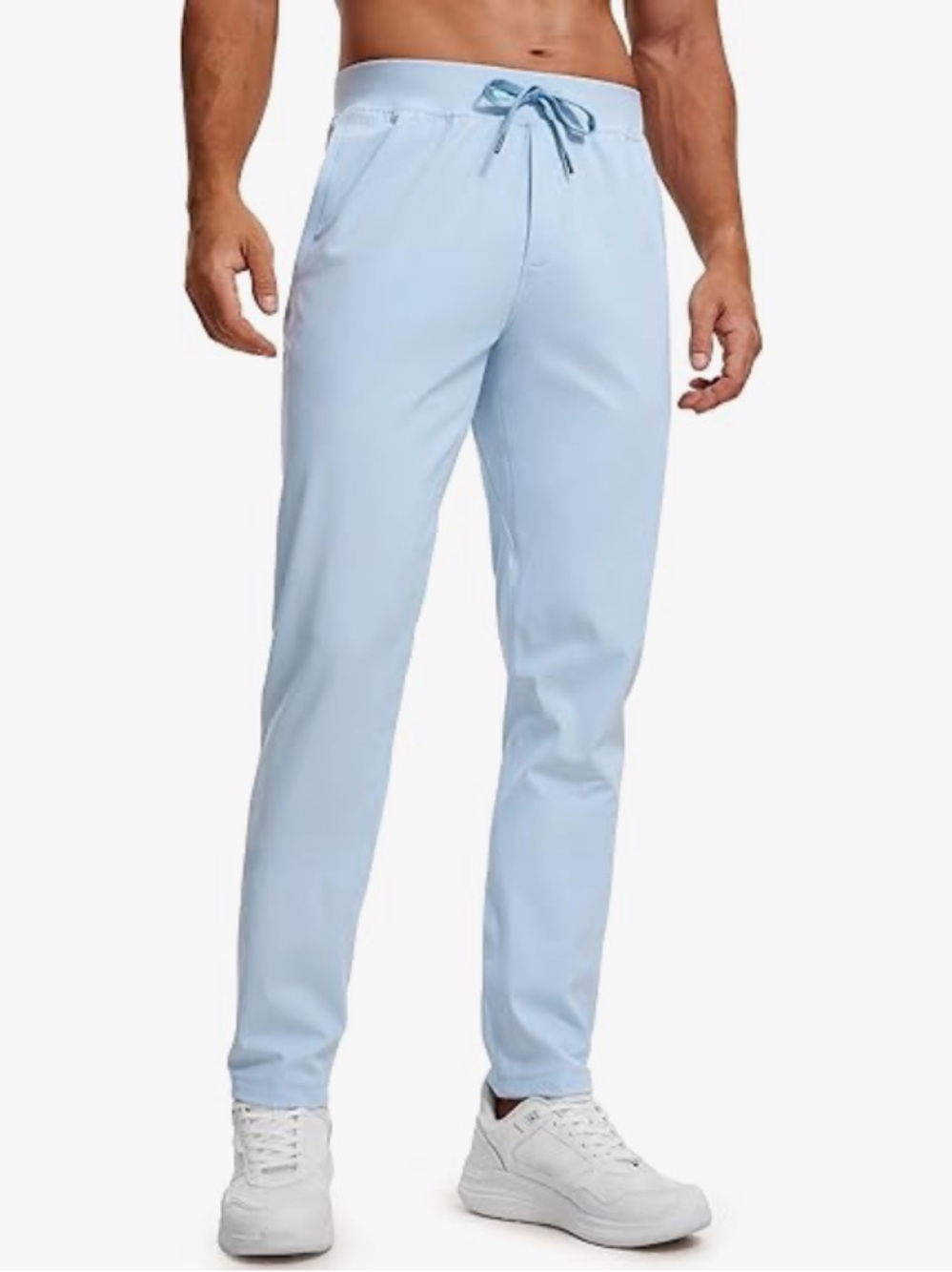NWT Mens CRZ YOGA Light Chambray Blue Men's Athletic Lounge Jogger Workout Pants